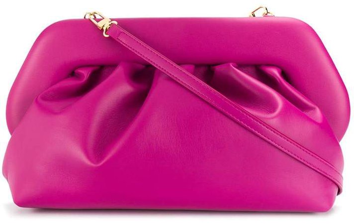 Themoirè pleated faux-leather clutch bag