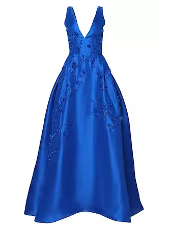 Shop Carolina Herrera Sleeveless Floral-Appliqué Gown | Saks Fifth Avenue
