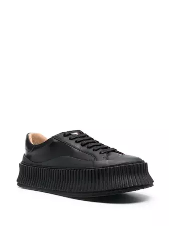 Jil Sander Leather Flatform Sneakers - Farfetch