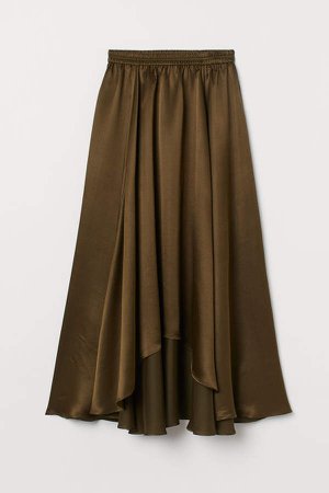 Asymmetric Silk-blend Skirt - Green