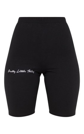 Plt Black Embroidered Bike Short | Shorts | PrettyLittleThing USA