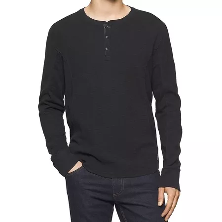 Shop CALVIN KLEIN JEANS NEW Black Mens XL Long Sleeve Thermal Henley Shirt - Free Shipping On Orders Over $45 - Overstock.com - 19797132