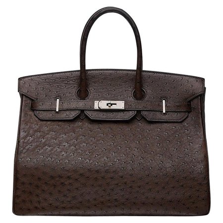 Hermès Marron Fonce Ostrich 35cm Birkin Bag at 1stdibs