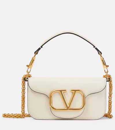 Loco Small Leather Shoulder Bag in White - Valentino Garavani | Mytheresa
