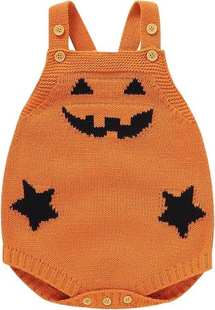 Amazon.com: Doisbetthsay Baby Boy Girl Halloween Clothes Newborn Pumpkin Knitted Romper Suspender Jumpsuit Overalls Fall Warm Sweater Outfits (Orange,12-18 Months) : Clothing, Shoes & Jewelry