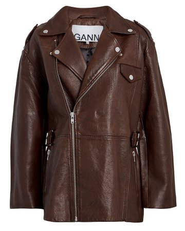 Grained Leather Oversized Jacket