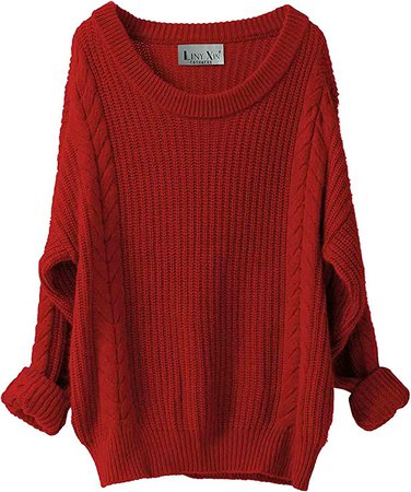 Liny Xin Women's Cashmere Oversized Loose Knitted Crew Neck Long Sleeve Winter Warm Wool Pullover Long Sweater Dresses Tops (Model 2, Navy) at Amazon Women’s Clothing store