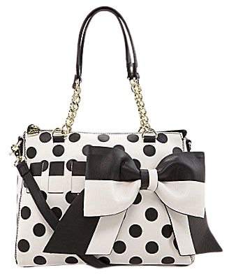 polka dot purse with striped bow