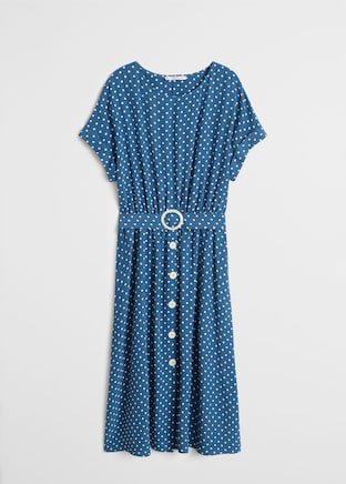 Polka-dot belt dress - Plus sizes | Violeta by Mango USA