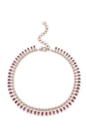 Dot Dash 18k Rose Gold Diamond, Ruby Necklace By Shay | Moda Operandi