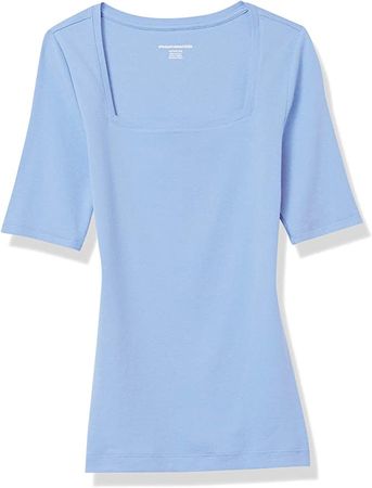 Amazon.com: Amazon Essentials Women's Slim-Fit Half Sleeve Square Neck T-Shirt : Clothing, Shoes & Jewelry