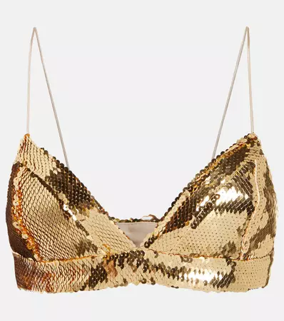Alex Perry Aine Sequined Bralette in Gold - Alex Perry, Mytheresa
