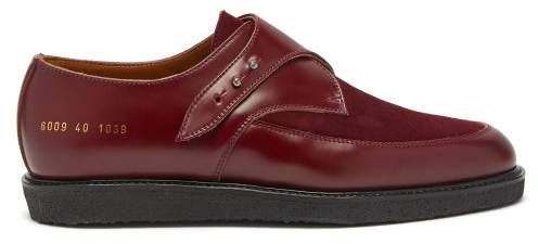 Leather And Suede Creeper Loafers - Womens - Dark Red