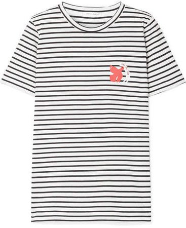 Por La Paz Embroidered Striped Cotton-jersey T-shirt - White