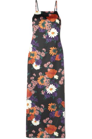 STAUD | Heidi floral-print stretch-satin maxi dress | NET-A-PORTER.COM