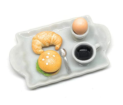 Amazon.com: Dollhouse miniature Food,Tiny Food Collectibles (Breakfast berger, croissant,egg and coffee) ): Toys & Games