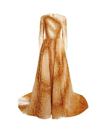 Georges Hobeika Sequin Tulle Gown in Brown | Lyst