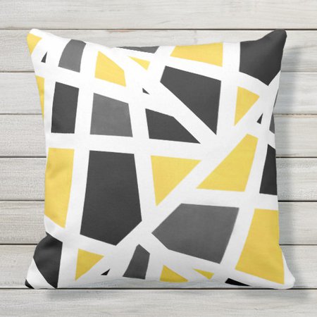 Yellow Gray Black White Geometric Abstract Throw Pillow | Zazzle.com