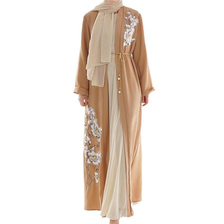 Muslim Women Lace Sequin Cardigan Maxi Dress Kimono Open Abaya Rob...