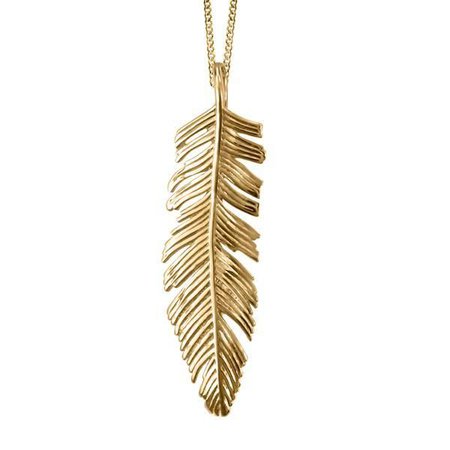 10kt Yellow Gold Feather Necklace Pendant NEC-GLD-0139 18" 10KT Gold Feather Necklace