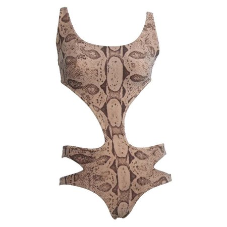 S/S 2000 Gucci by Tom Ford Snake Print One Piece Cutout Bathing Suit For Sale at 1stDibs