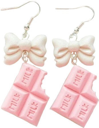 pink strawberry chocolate milk earrings with bow