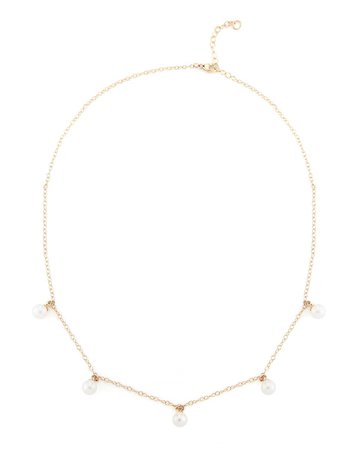 14kt Gold 5 Point Pearl Necklace – MATEO