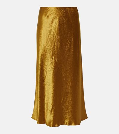 Leisure Alessio Satin Midi Skirt in Yellow - Max Mara | Mytheresa