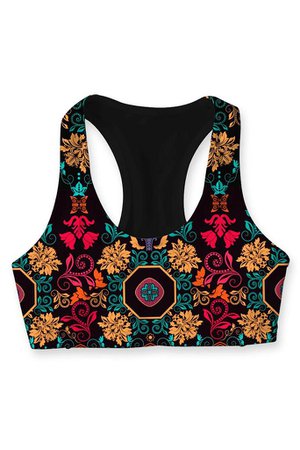 Ambition Stella Black Ethnic Print Seamless Sport Yoga Bra - Women – Pineapple Clothing