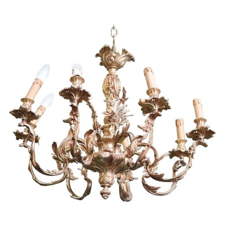 19th Century Italian Finely Chiselled Gilded Bronze Chandelier For Sale at 1stdibs
