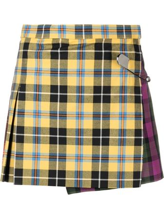 Alanui tartan patchwork mini kilt skirt