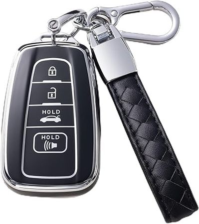 Amazon.com: CHEZENHUI for Toyota Camry Key Fob Cover with Leather Lanyard, Car Key Case Shell Protection for 2018-2022 Camry RAV4 Highlander 3/4 Button Smart Remote Control Protector, Black : Automotive