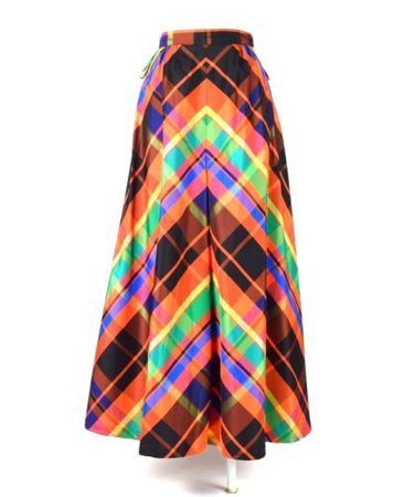Vtg 70s Multi Color Tartan Plaid Maxi Full Length Skirt A Line Retro XS 26 Waist | eBay