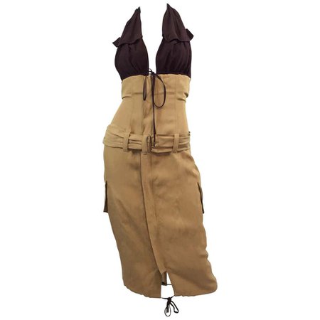 1990's Jean Paul Gaultier Halter Dress Utilitarian Style For Sale at 1stdibs
