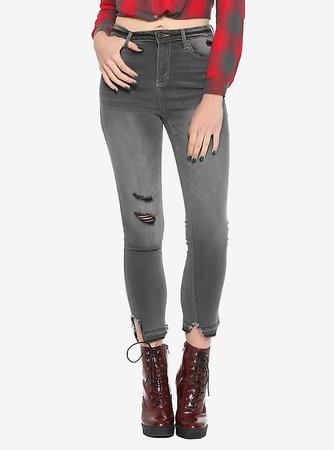 Cello Grey Distressed Skinny Jeans