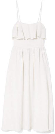 Adriana Degreas - Linen And Silk-blend Midi Dress - White