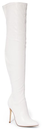 white thigh heeled boots