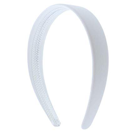 Amazon.com: White 1 Inch Wide Leather Like Headband Solid Hair band for Women and Girls: Clothing