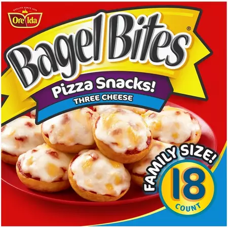 Bagel Bites Three Cheese Mini Pizza Bagel Frozen Snack and Appetizers, 18 ct Box - Walmart.com