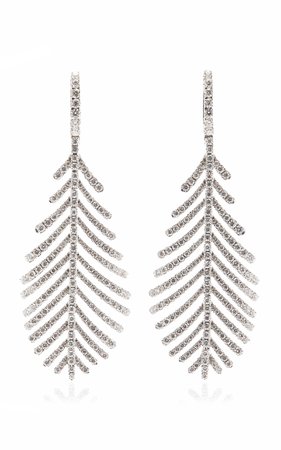 Plume 18k White Gold Diamond Earrings By Sidney Garber | Moda Operandi