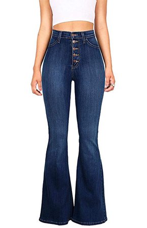 Rookay RK High Rise Button Fly Flare Jeans Bootcut Pants with Pockets Butt Lifting Jeans for Women High Waist (XXL, Dark Blue) at Amazon Women's Jeans store