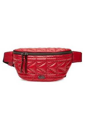 Karl Lagerfeld - K/Kuilted Embellished Leather Belt Bag - red