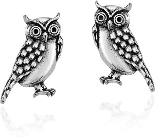 Amazon.com: Mystic Wisdom Owls .925 Sterling Silver Stud Earrings: Clothing