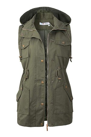 BBX Lephsnt Womens Utility Vest Drawstring Waist Military Sleeveless Jacket Khaki at Amazon Women's Coats Shop