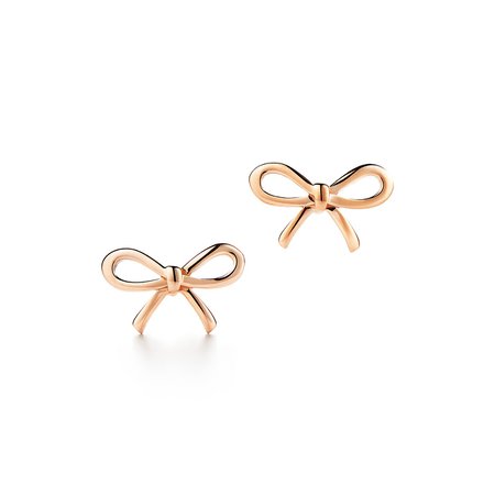 Tiffany Bow earrings in 18k rose gold, mini. | Tiffany & Co.