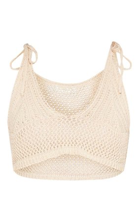 Stone Crochet Knit Bralet | Knitwear | PrettyLittleThing