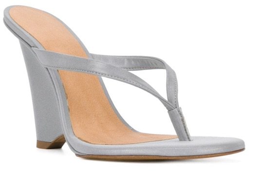 YEEZY Grey Chrome Reflective Wedge Thong Sandals