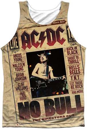 Amazon.com: AC/DC No Bull Sublimation Tank Top (Front & Back), Medium White: Clothing