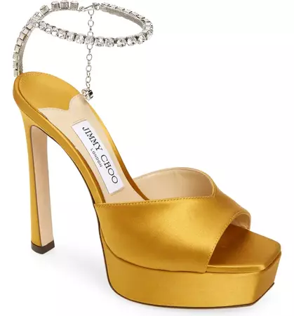 Jimmy Choo Saeda Crystal Ankle Strap Peep Toe Sandal (Women) | Nordstrom