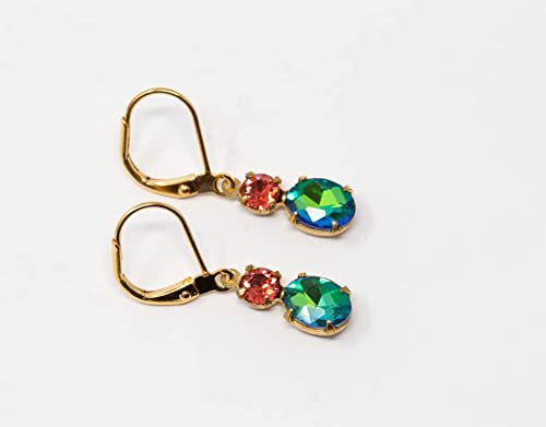 Small Ocean Blue Green and Vibrant Orange Red Vintage Glass Earrings : Amazon.ca: Handmade Products